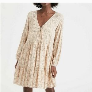 American Eagle floral Babydoll Mini Dress Tiered Y2k Cottagecore Size X Small